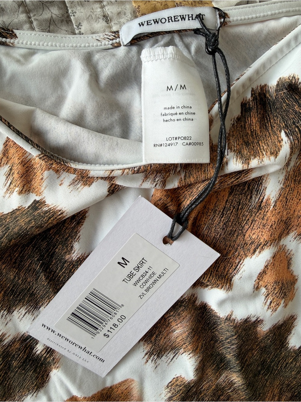 🆕 NWT WeWoreWhat Cowhide Tube Skirt & Boyfriend Shirt Set | Size M & XL - Picture 6 of 8